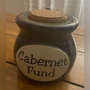 Cabernet Fund Green Ceramic Jar with corkscrew lid